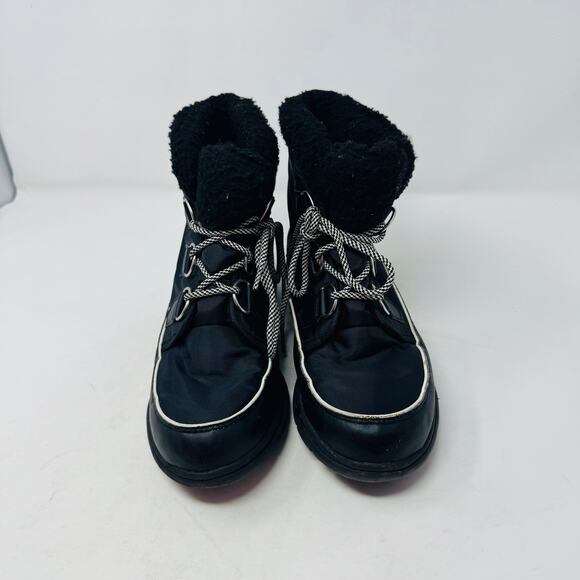 Sorel Black Winter Snow Boots Size 7.5 Lace Up Faux Fur Lined Waterproof - Picture 4 of 14